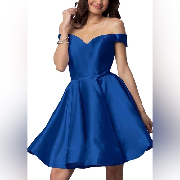 82. Kimcine Navy Blue Taffeta Party Mini Dress - Picture 1 of 6